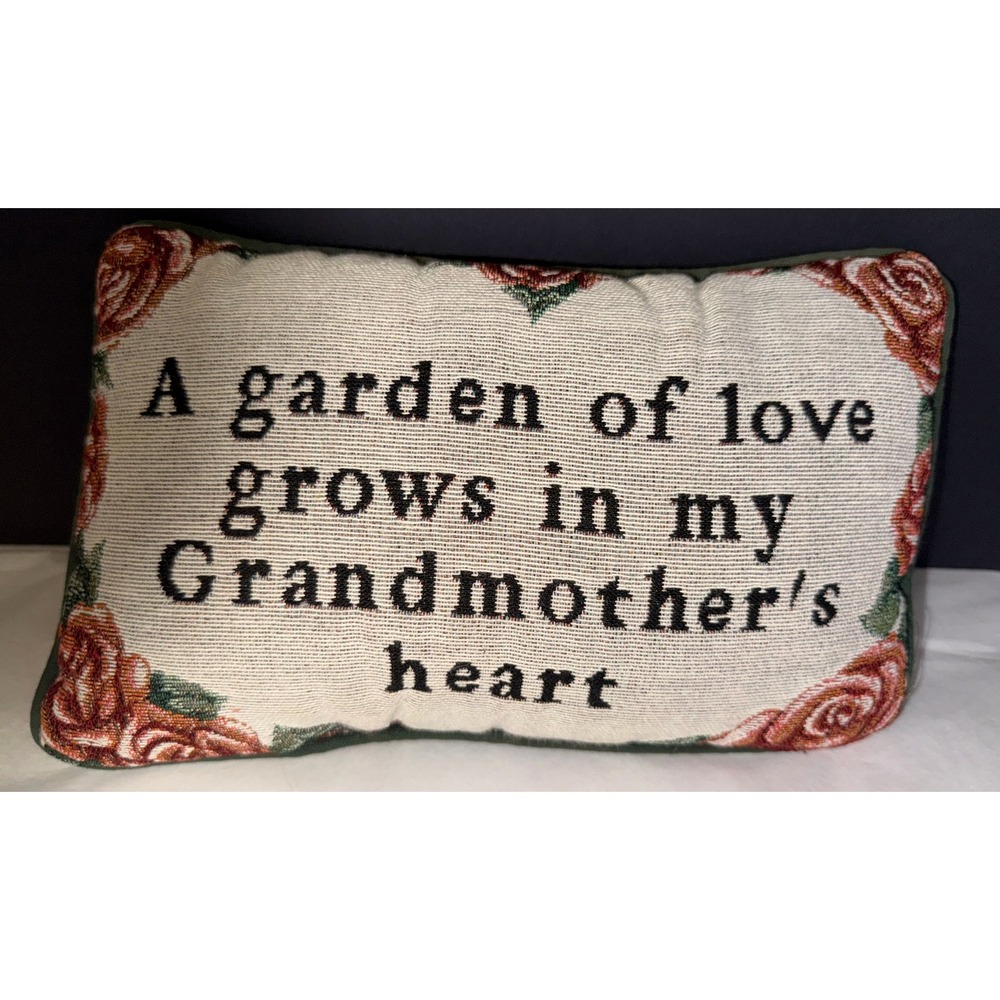 Decorative Throw Pillow Grandmother Small Green Floral Tapestry Gift